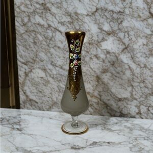 Vintage Bohemian or Czech Glass Bud Vase. 9.5”